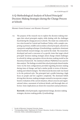 A Q-Methodological Analysis of School Principals' Decision-Making