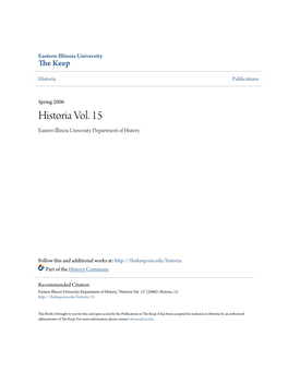 Historia Vol. 15 Eastern Illinois University Department of History