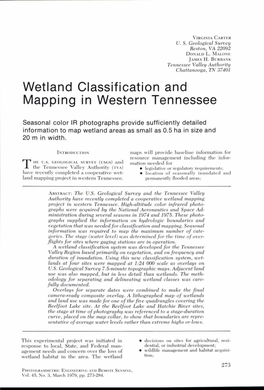 Wetland Classification and Mapping in Western Tennessee