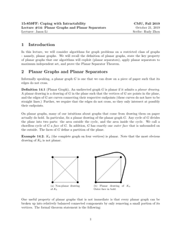1 Introduction 2 Planar Graphs and Planar Separators