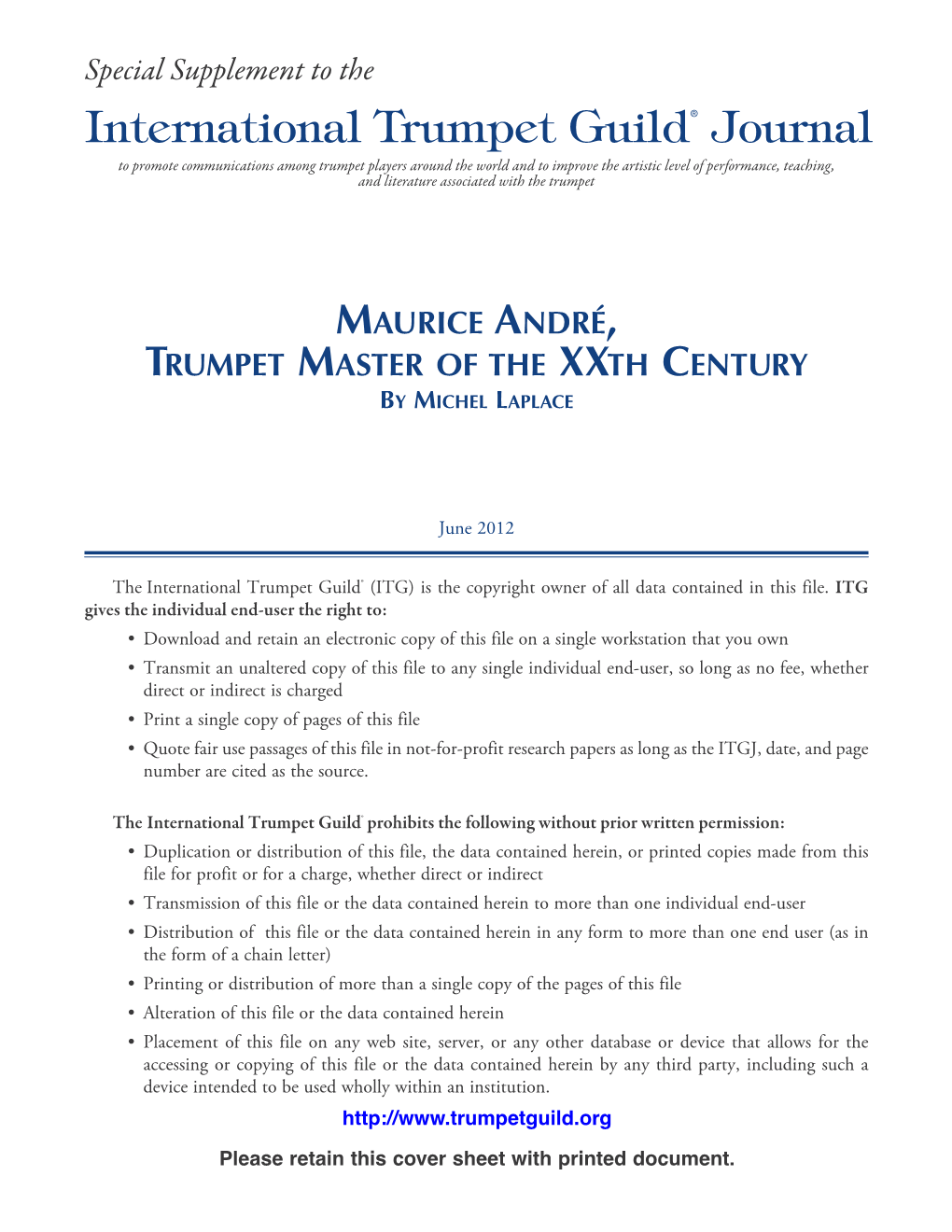 Laplace, Michel: Maurice André, Trumpet Master of the Xxth Century