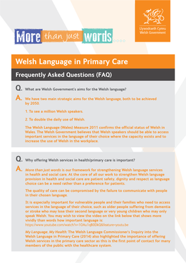 Welsh Language in Primary Care Q. Q. A. A
