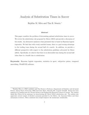 Analysis of Substitution Times in Soccer