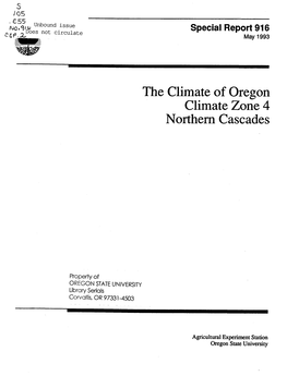 The Climate of Oregon Climate Zone 4 Northern Cascades
