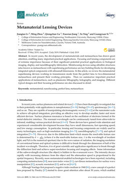 Metamaterial Lensing Devices