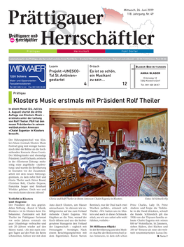 26. Juni 2019 – Klosters Music Erstmals Mit Präsident Rolf Theiler
