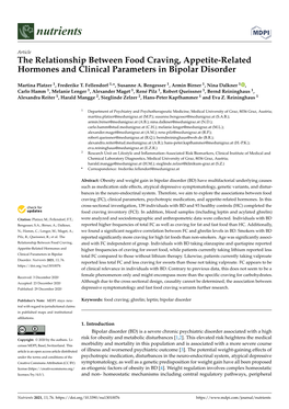The Relationship Between Food Craving, Appetite-Related Hormones and Clinical Parameters in Bipolar Disorder
