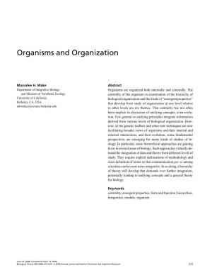 Organisms and Organization