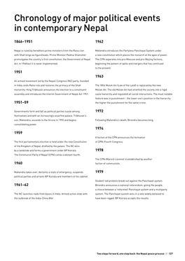 Chronology of Major Political Events in Contemporary Nepal