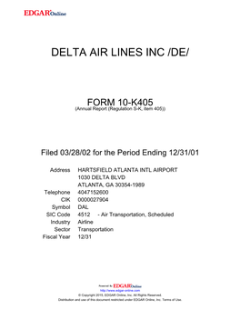 Delta Air Lines Inc /De
