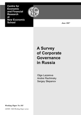 A Survey of Corporate Governance in Russia