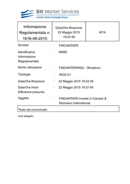 Informazione Regolamentata N. 1616-48-2015