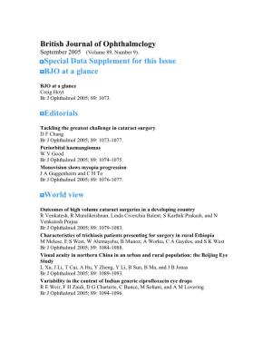 British Journal of Ophthalmclogy September 2005 (Volume 89, Number 9)