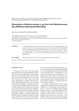 Description of Alvania Rominae N. Sp. from the Mediterranean Sea (Mollusca Gastropoda Rissoidae)