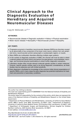 Clinical Approach to the Diagnostic Evaluation of Hereditary and Acquired Neuromuscular Diseases