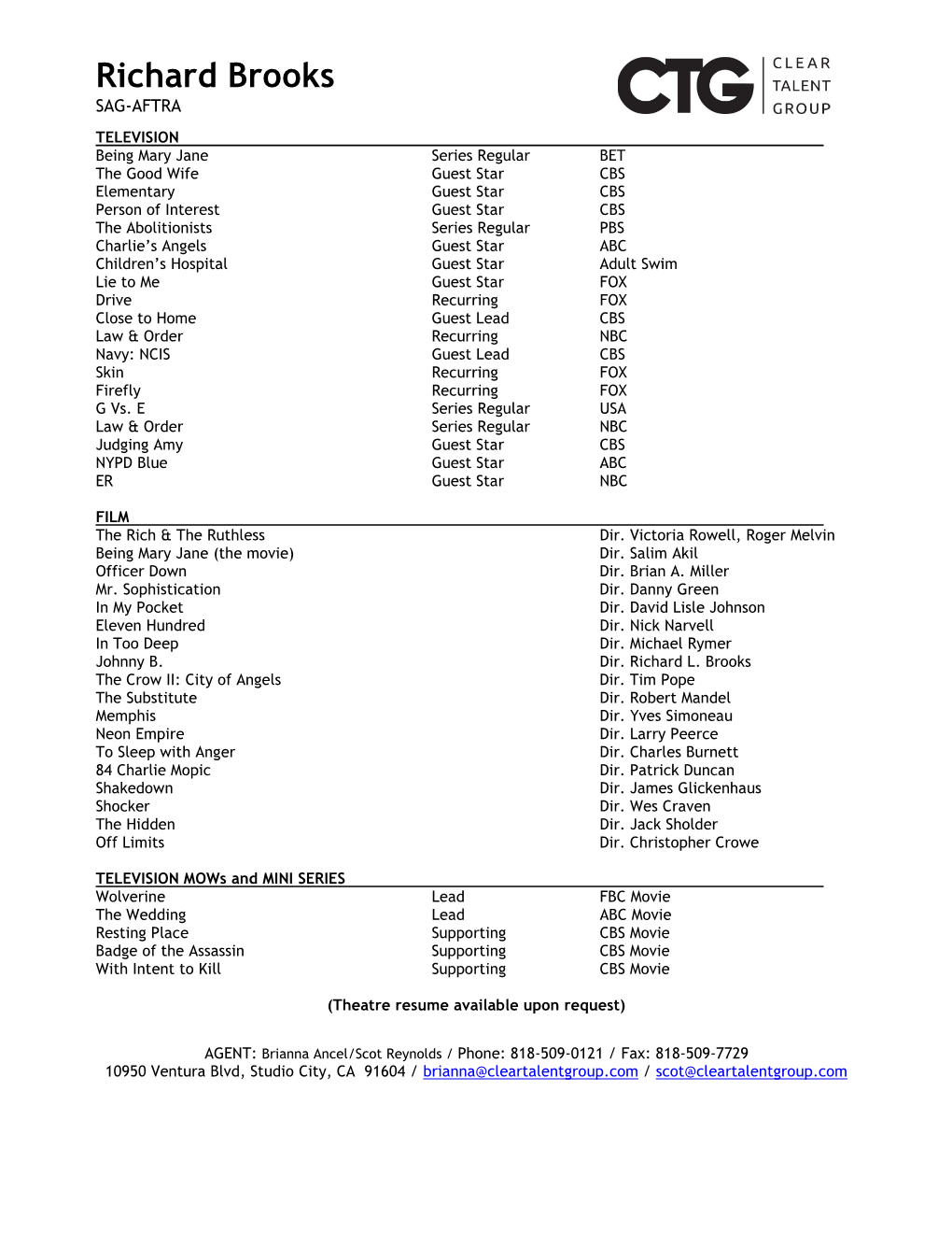 Richard Brooks Resume