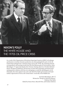 Nixon's Folly the White House and the 1970S Oil Price Crisis