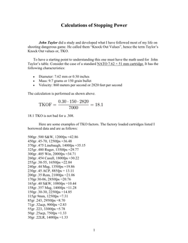 Calculations of Stopping Power