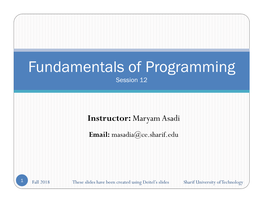 Fundamentals of Programming Session 12