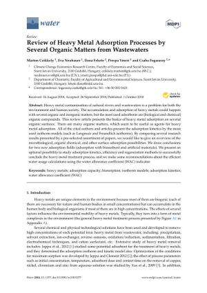 Review of Heavy Metal Adsorption Processes by Several Organic Matters from Wastewaters