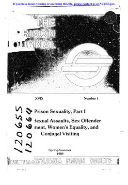 Prison Sexuality, Part I " ;Exual Assaults, Sex Offender " Ment, Women's Equality, and Conjugal Visiting