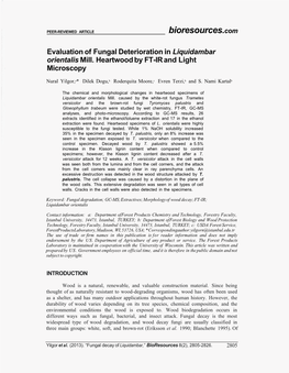 Evaluation of Fungal Deterioration in Liquidambar Orientalis Mill