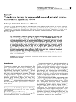 Testosterone Therapy in Hypogonadal Men and Potential Prostate Cancer Risk: a Systematic Review