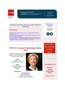 NSWCCL Annual Fundraising Dinner 2015