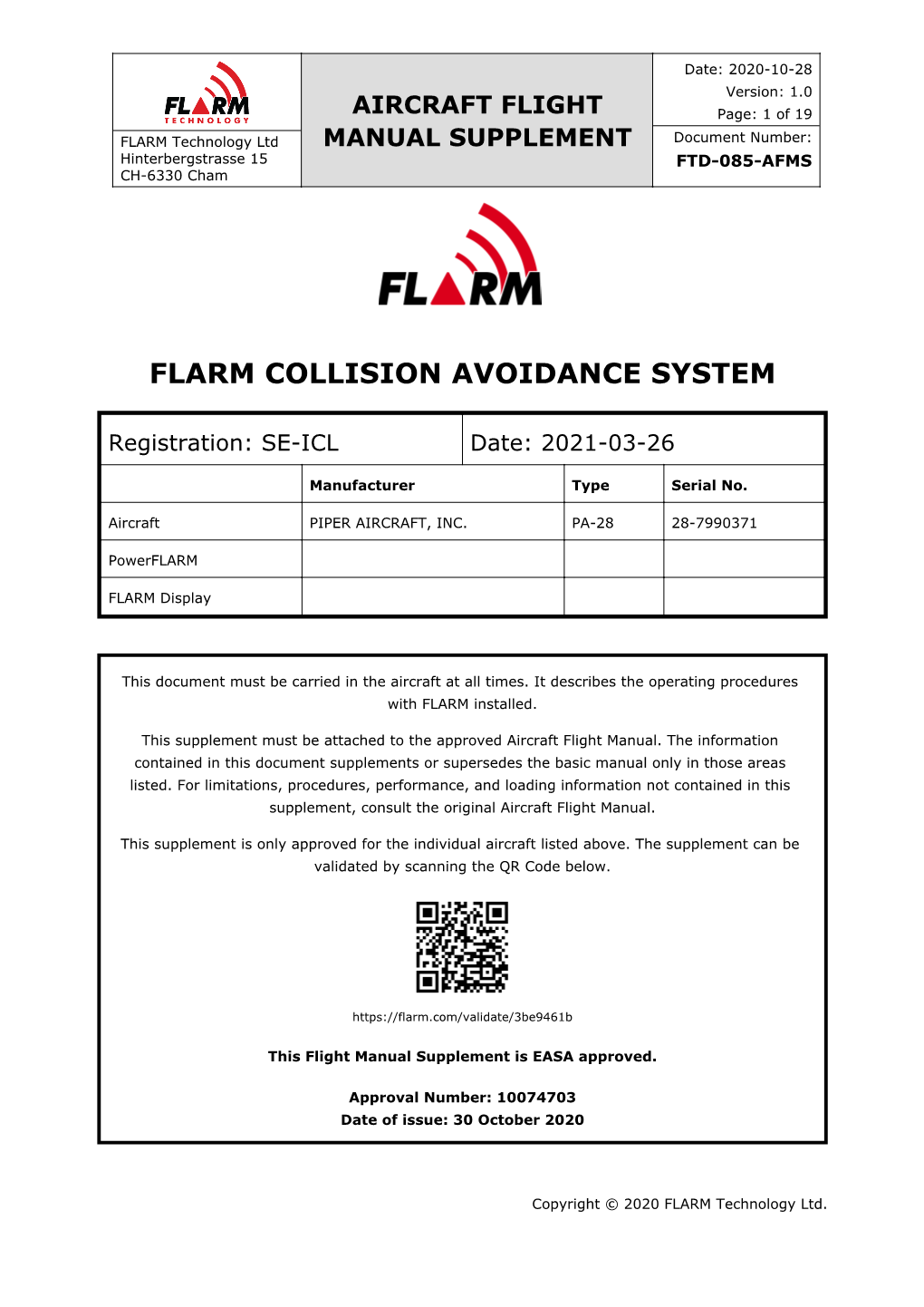 FLARM Aircraft Flight Manual Supplement