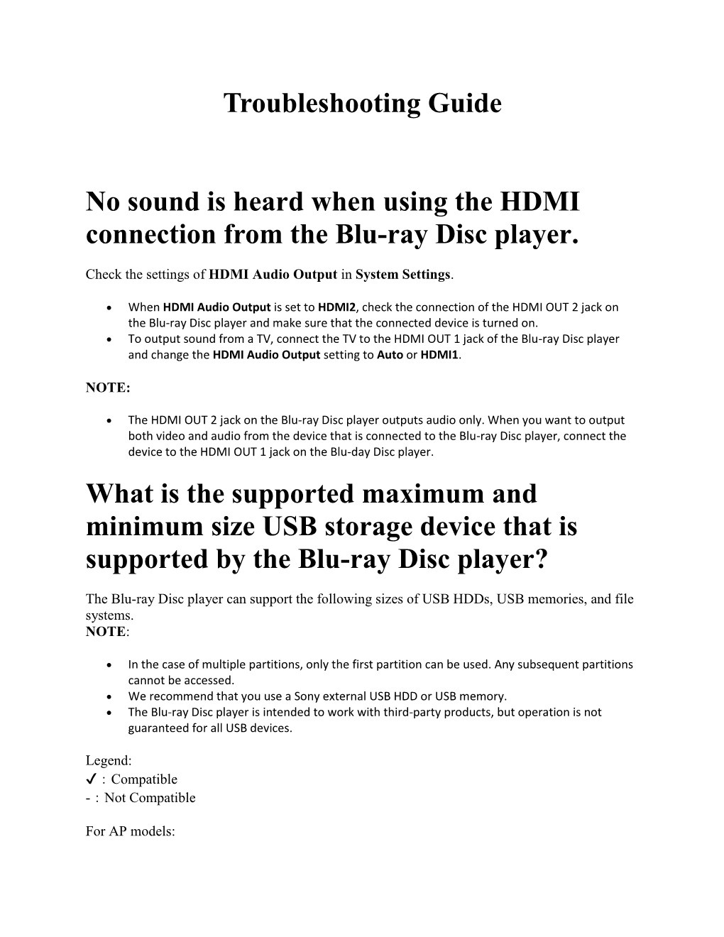 Troubleshooting Guide No Sound Is Heard When Using the HDMI
