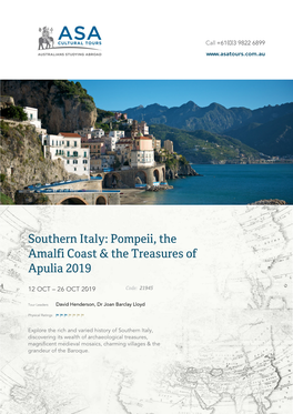 Southern Italy: Pompeii, the Amalfi Coast & the Treasures of Apulia 2019