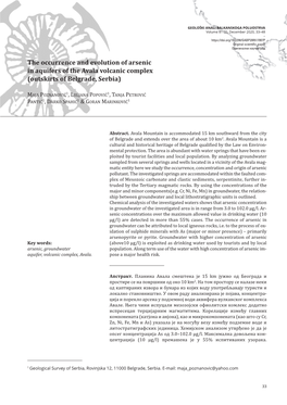 The Occurrence and Evolution of Arsenic in Aquifers of the Avala Volcanic Complex (Outskirts of Belgrade, Serbia)