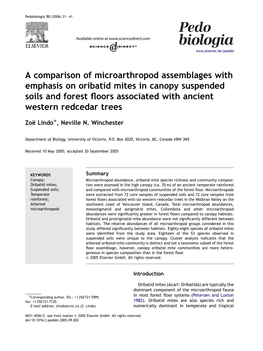 A Comparison of Microarthropod Assemblages with Emphasis on Oribatid Mites in Canopy Suspended Soils and Forest ﬂoors Associated with Ancient Western Redcedar Trees