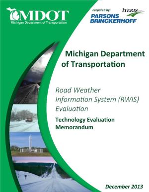 Road Weather Information System (RWIS) Evaluation Technology Evaluation Memorandum