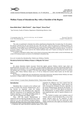 Mollusc Fauna of Iskenderun Bay with a Checklist of the Region