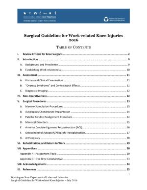 Surgical Guideline for Work-Related Knee Injuries 2016