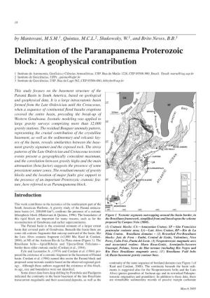 Delimitation of the Paranapanema Proterozoic Block: a Geophysical Contribution