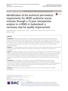 Identification of the Technical and Medical Requirements for HEMS