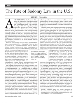 The Fate of Sodomy Law in the U.S