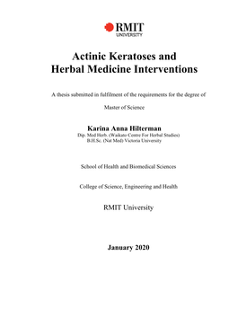 Actinic Keratoses and Herbal Medicine Interventions