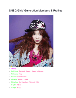 SNSD/Girls' Generation Members & Profiles