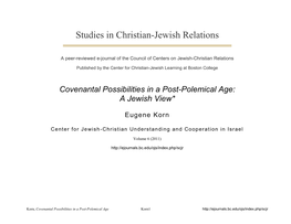 Studies in Christian-Jewish Relations