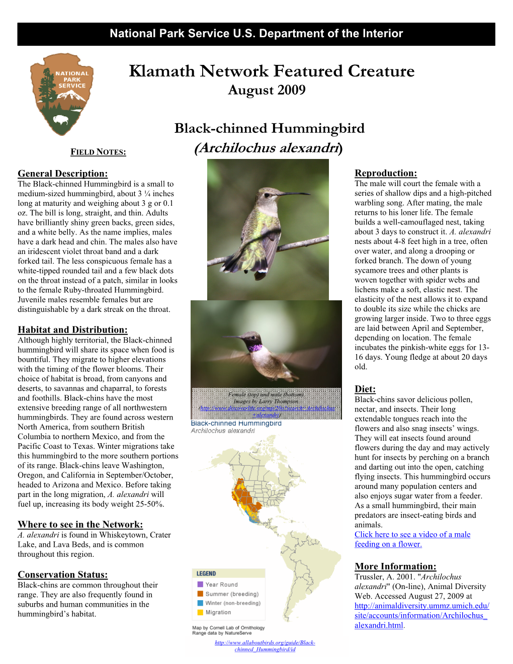 Klamath Network Featured Creature August 2009