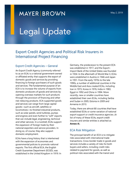 Export Credit Agencies and Political Risk Insurers in International Project Financing