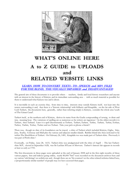 WHAT's ONLINE HERE a to Z GUIDE to UPLOADS and RELATED