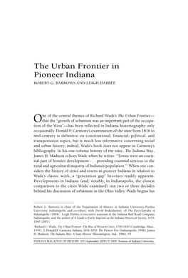 The Urban Frontier in Pioneer Indiana ROBERT G