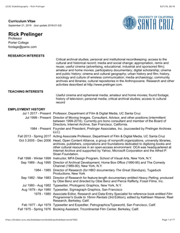 UCSC Biobibliography - Rick Prelinger 9/21/19, 06�19