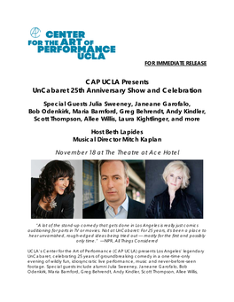 CAP UCLA Presents Uncabaret 25Th Anniversary Show and Celebration
