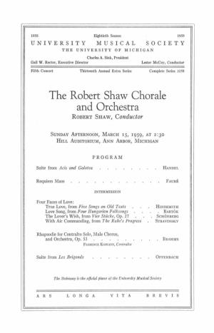 The Robert Shaw Chorale and Orchestra ROBERT SHAW, Conductor