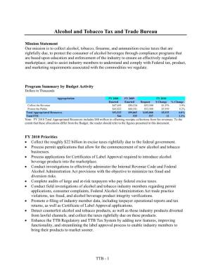 TTB FY 2010 Congressional Budget Justification